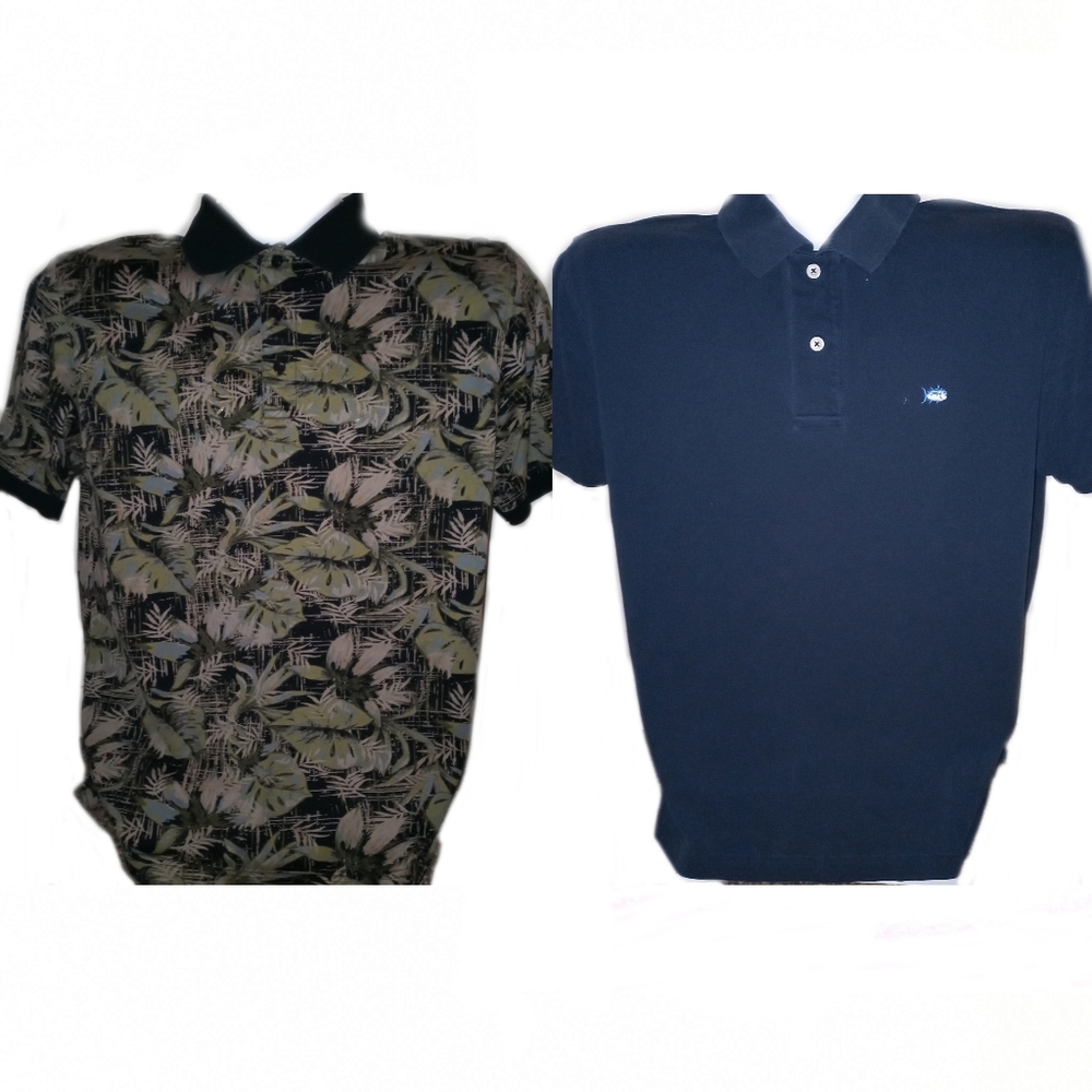 2 POLO SHIRTS SOUTHERN TIDE IZOD GOLF MEN'S MED.
